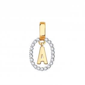 Золотая подвеска-буква А TALANT с цирконием ПД 1156 ПД 1156 фото